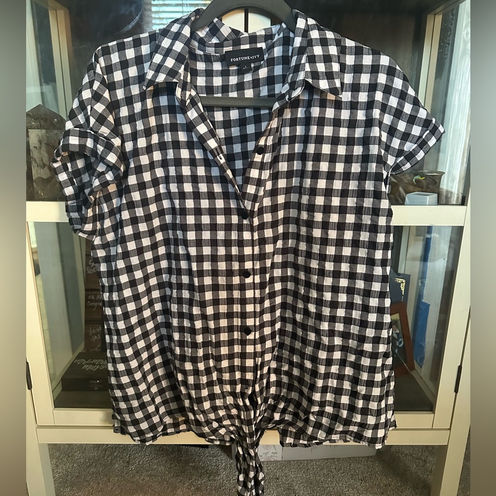 Fortune and Ivy gingham plaid top